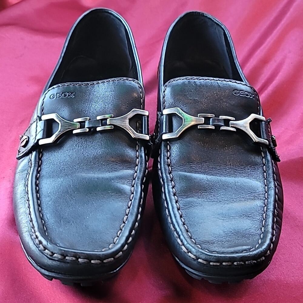 GEOX Respira sz11 moccasin loafer slip on horsebit full leather black - Picture 6 of 11
